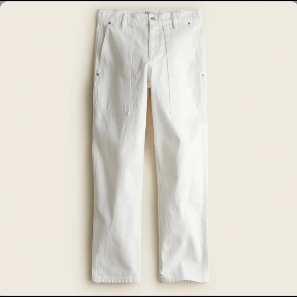 J. Crew NWT High-Rise Patch Pocket Straight-Leg Jean in White‎